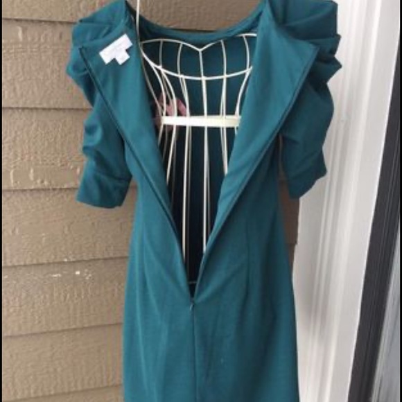 Jessica Simpson Teal Fall Spring Cocktail Casual Women’s Dress Puffed Sleeve, 6 - Picture 9 of 13